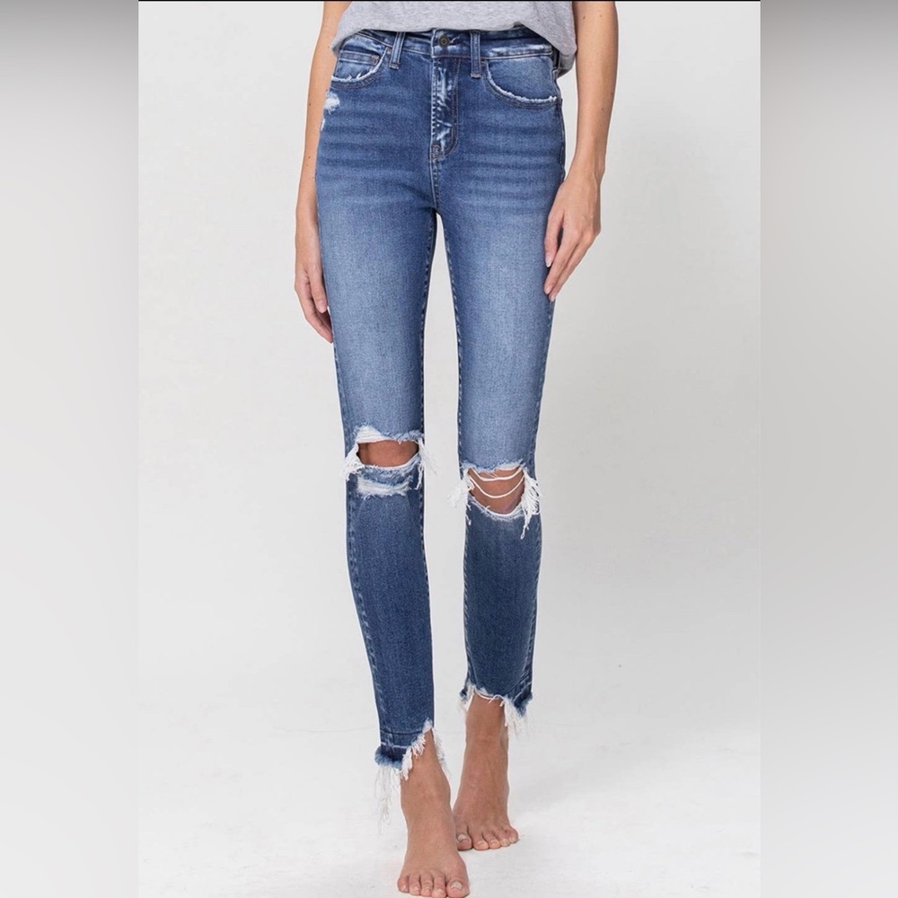 Flying Monkey Distressed High Rise Skinny Ankle  Jeans 26